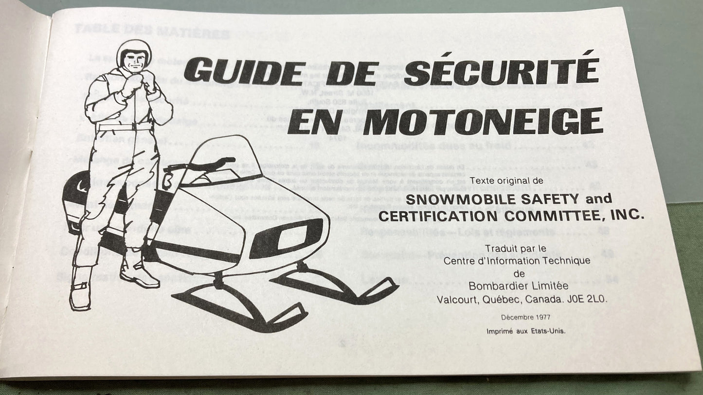 Genuine Bi-Lingual French/English Snowmobiler's Safety Handbook 1978