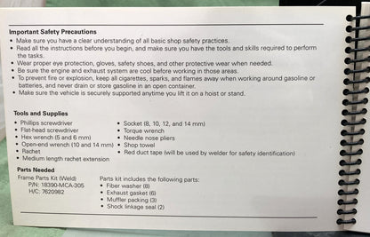 Genuine Honda S0510 GL1800/A Frame Weld Safety Recall Dealer Procedures '02-'03