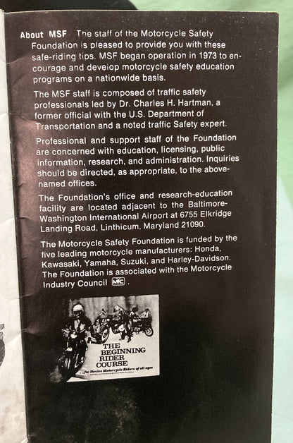 Replaces Harley Davidson 99014-20600 Riding Tips for the Motorcyclist MSF 1974
