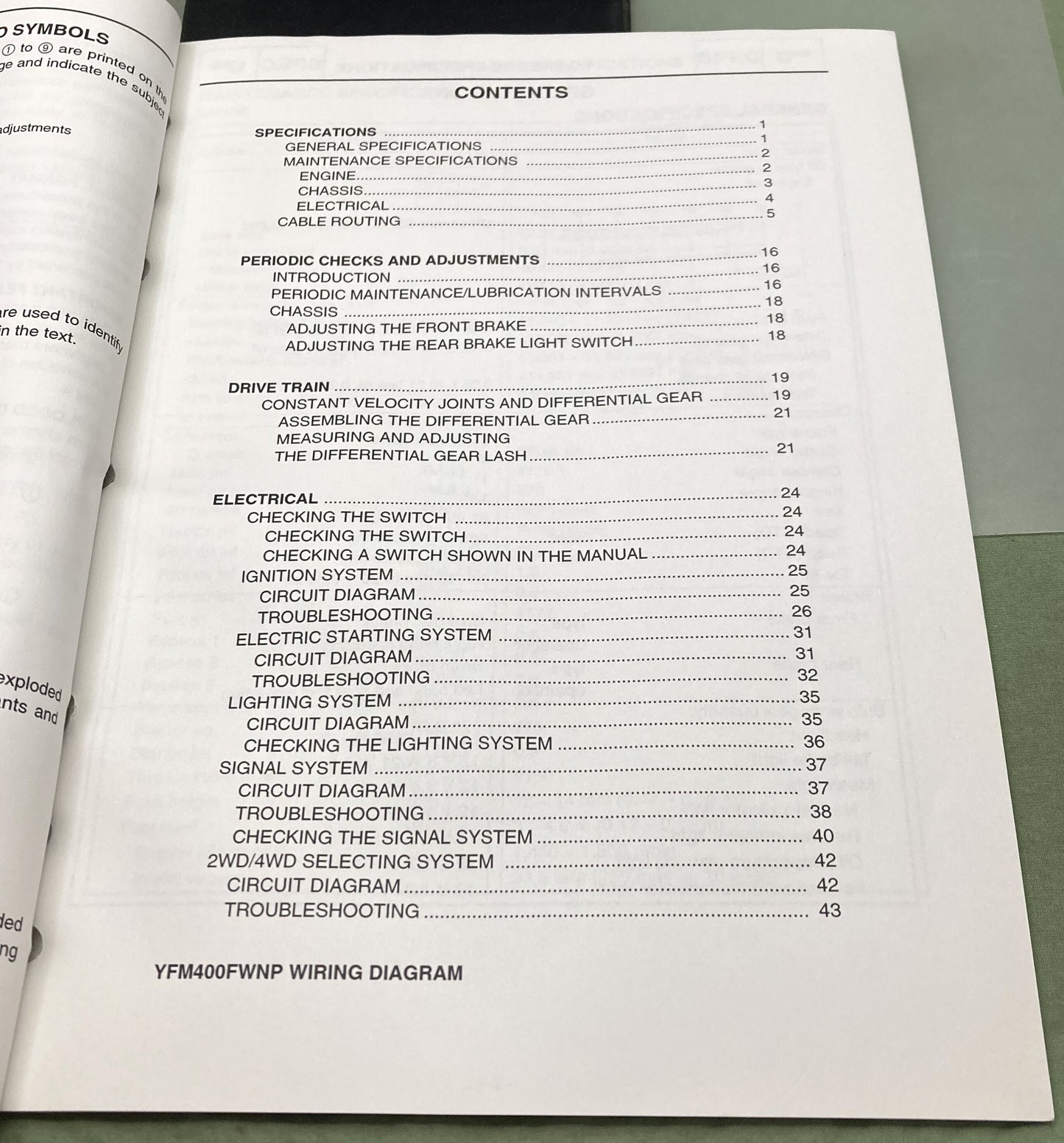 Genuine Yamaha LIT-11616-15-22 YFM400FWNP Supp. Service Manual 2001