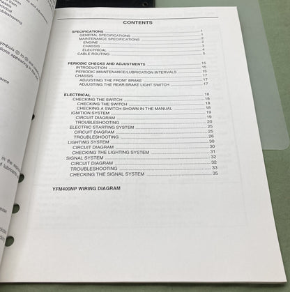 Genuine Yamaha LIT-11616-15-21 YFM400NP Supp. Service Manual 2001