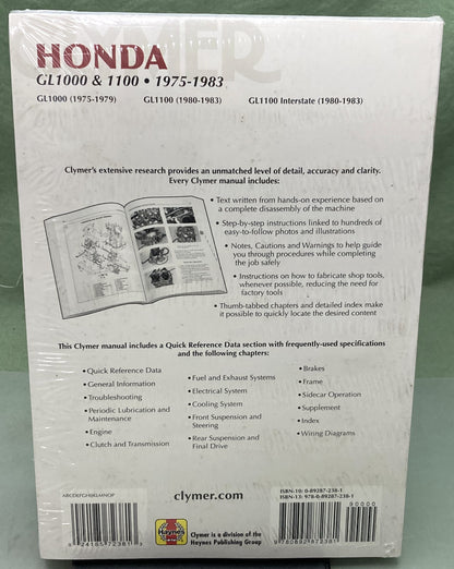 New Genuine Clymer M340 Honda GL1000 & 1100 Service Manual 1975-1983