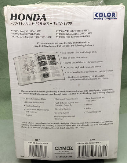 New Genuine Clymer M327 Honda 700-1100cc V-Fours Service Manual 1982-1988