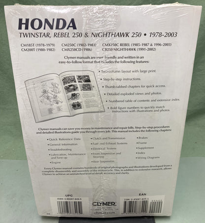 New Clymer M324-5 Honda Twinstar, Rebel 250, and Nighthawk 250 Manual '78-'03