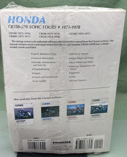 New Clymer M332 Honda CB350-550 SOHC Fours Manual '71-'78