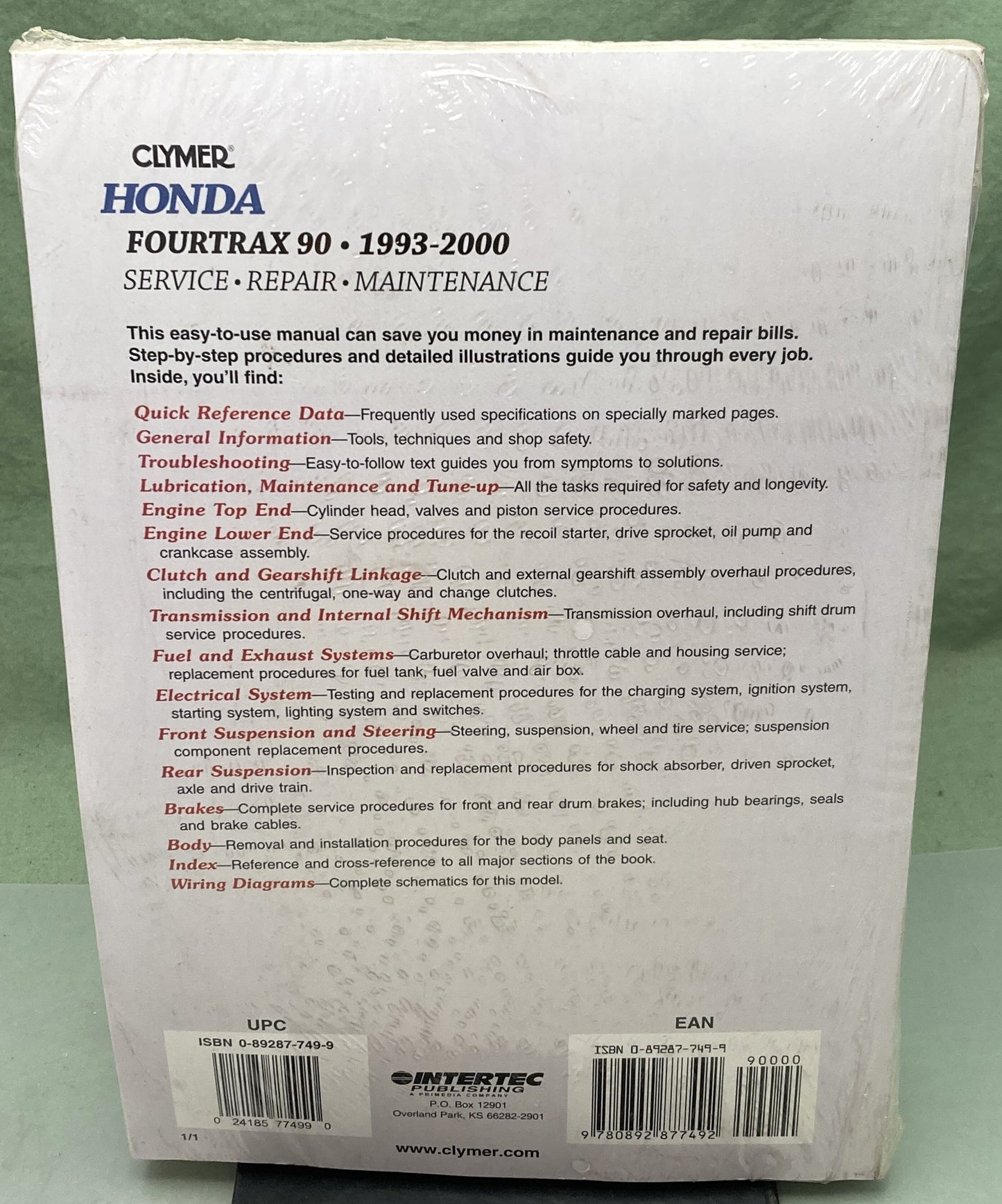 New Clymer M433 Honda Fourtrax 90 Service Manual '93-'00