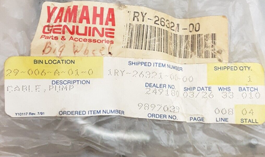NEW GENUINE YAMAHA 1RY-26321-00 CABLE PUMP BIG WHEEL