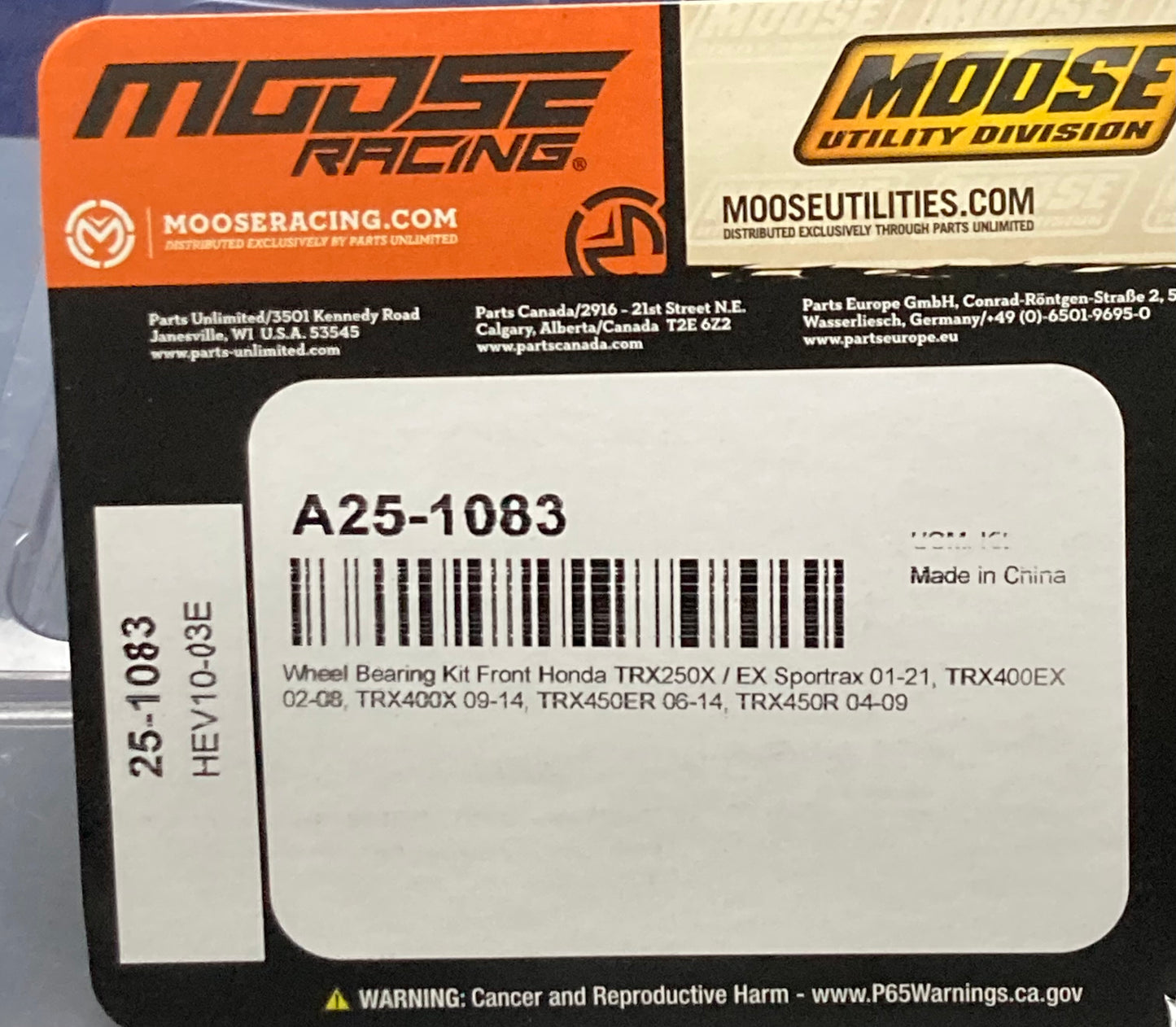 New Genuine Moose Racing A25-1083 Wheel Bearing Kit
