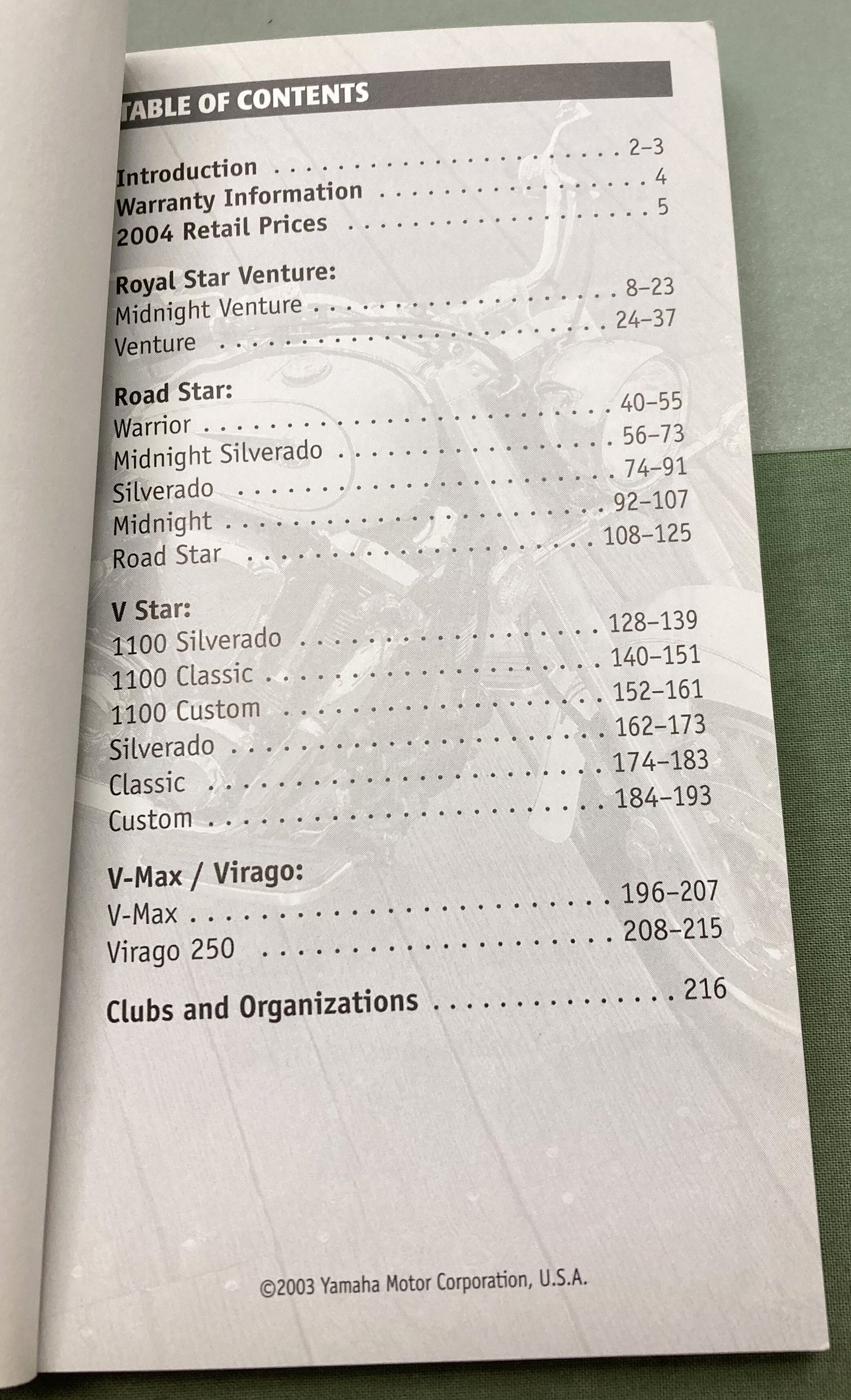 Genuine Yamaha Cruiser Power Sales Guide 2004