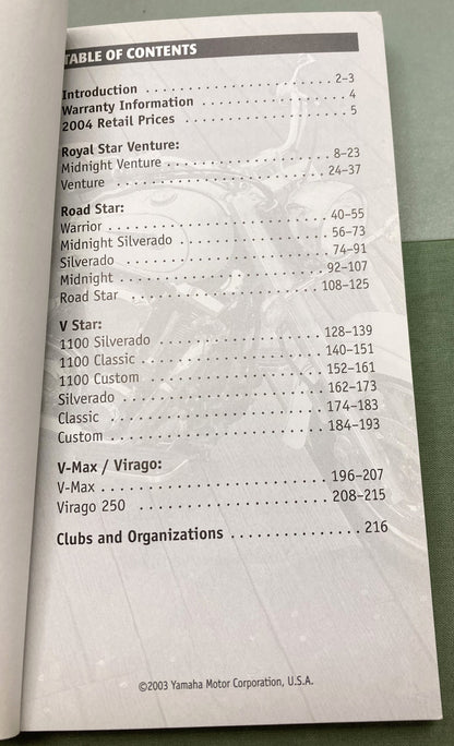 Genuine Yamaha Cruiser Power Sales Guide 2004