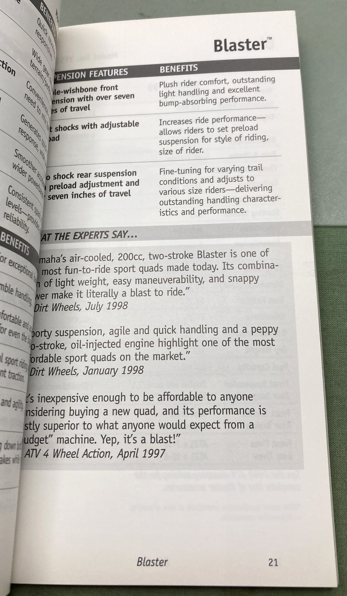 Genuine Yamaha ATV Power Sales Guide 1999