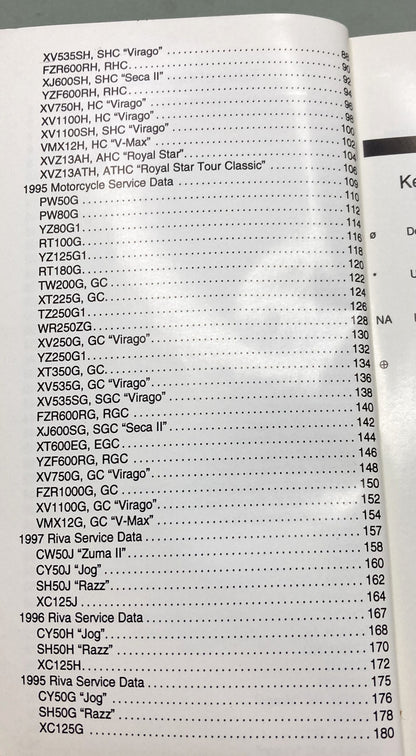 Gen. Yamaha LIT-11571-SD-97 Motorcycle and Riva Technical Service Data '95-'97