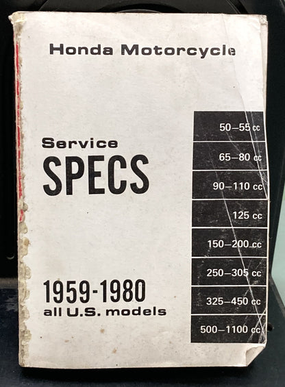 Genuine Honda Motorcycle Service Specifiations 1959-1980 all U.S. Models