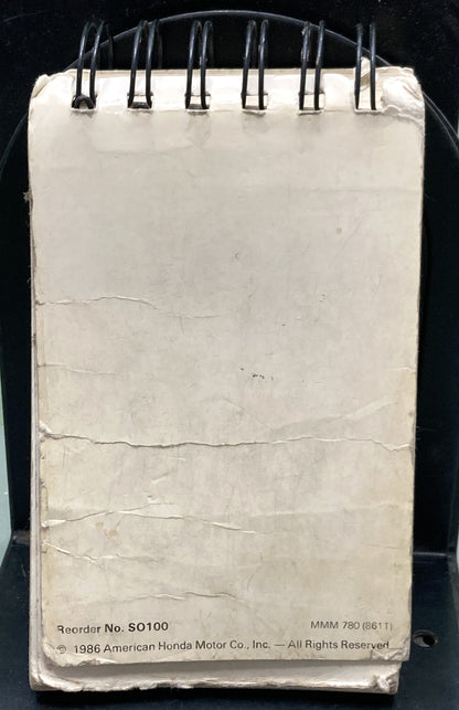 Genuine Honda SO100 Motorcycle ATV and Motor Scooter Spec Manual 1982-1986