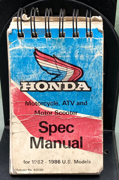 Genuine Honda SO100 Motorcycle ATV and Motor Scooter Spec Manual 1982-1986