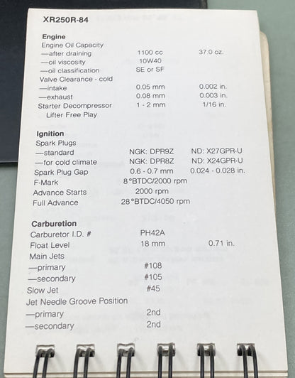 Genuine Honda SO107 Motorcycle ATV and Motor Scooter Spec Manual 1983-1987