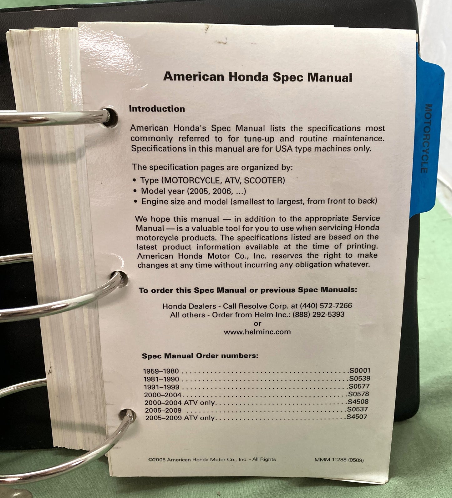 Gen Honda S0537 S0578 Motorcycle ATV and Scooter Spec Manual Set '05-'09 '00-'04