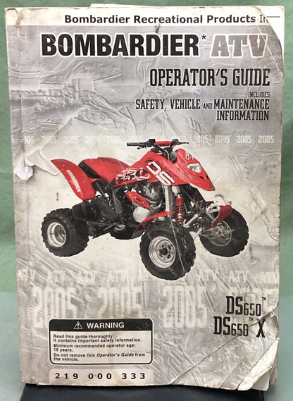 Genuine Bombardier 219000333 DS650 DS650X ATV Owner's Manual 2005