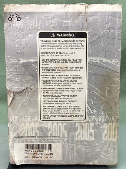Genuine Bombardier 219000333 DS650 DS650X ATV Owner's Manual 2005