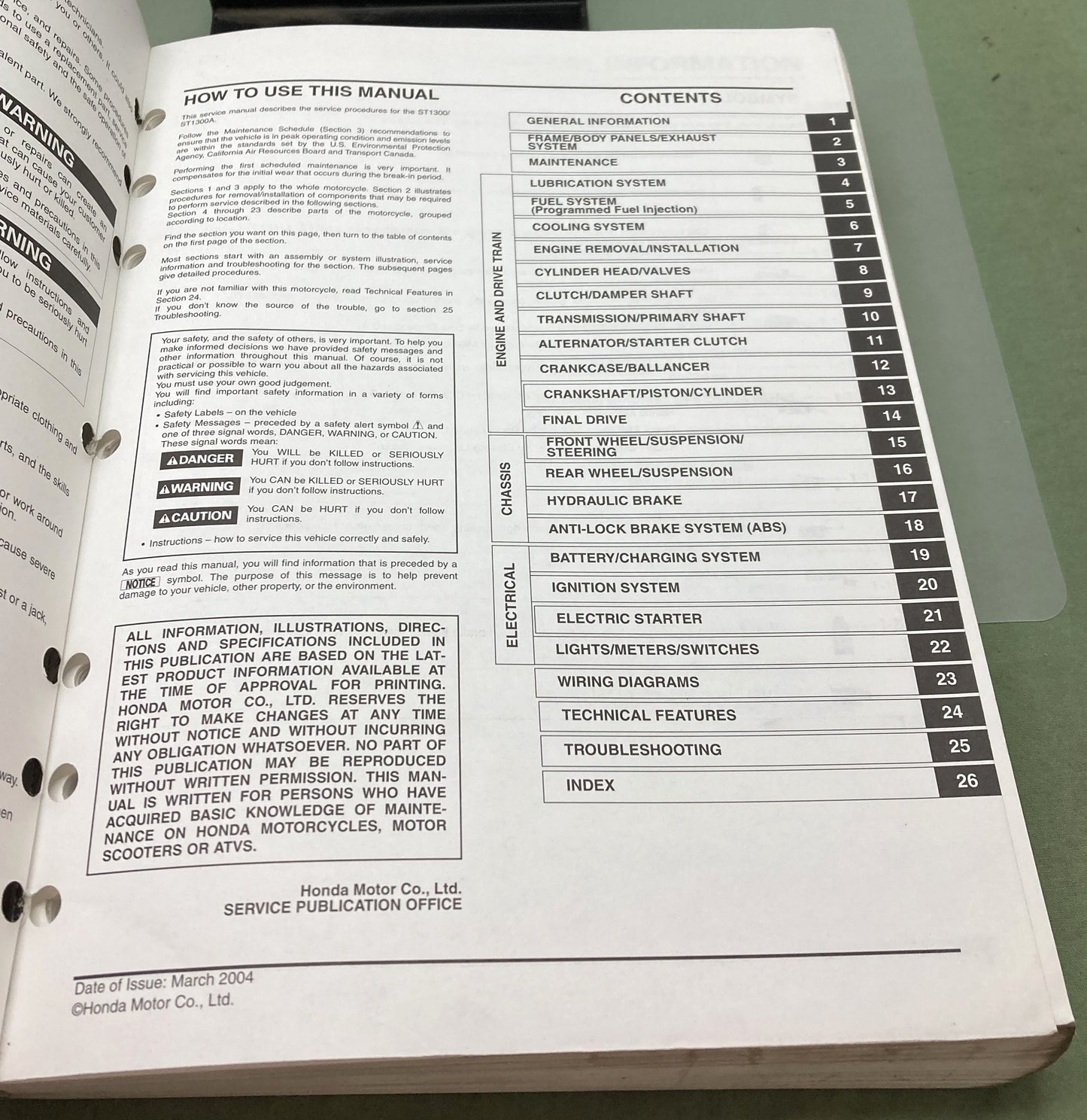 Genuine Honda 61MCS02 ST1300/A Service Manual 2003-2005