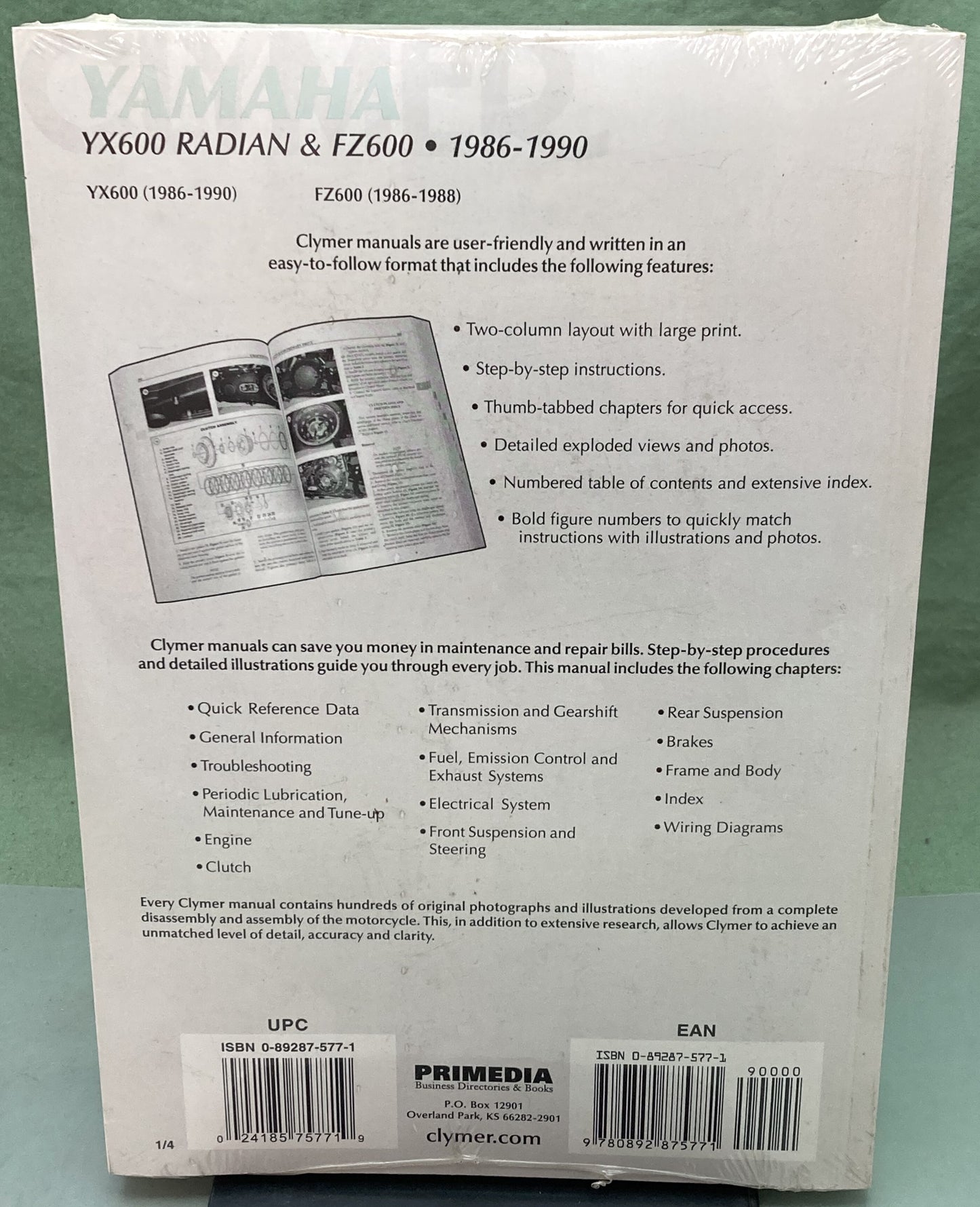 New Genuine Clymer M388 Yamaha YX600 Radian, FZ600 Service Manual 1986-1990