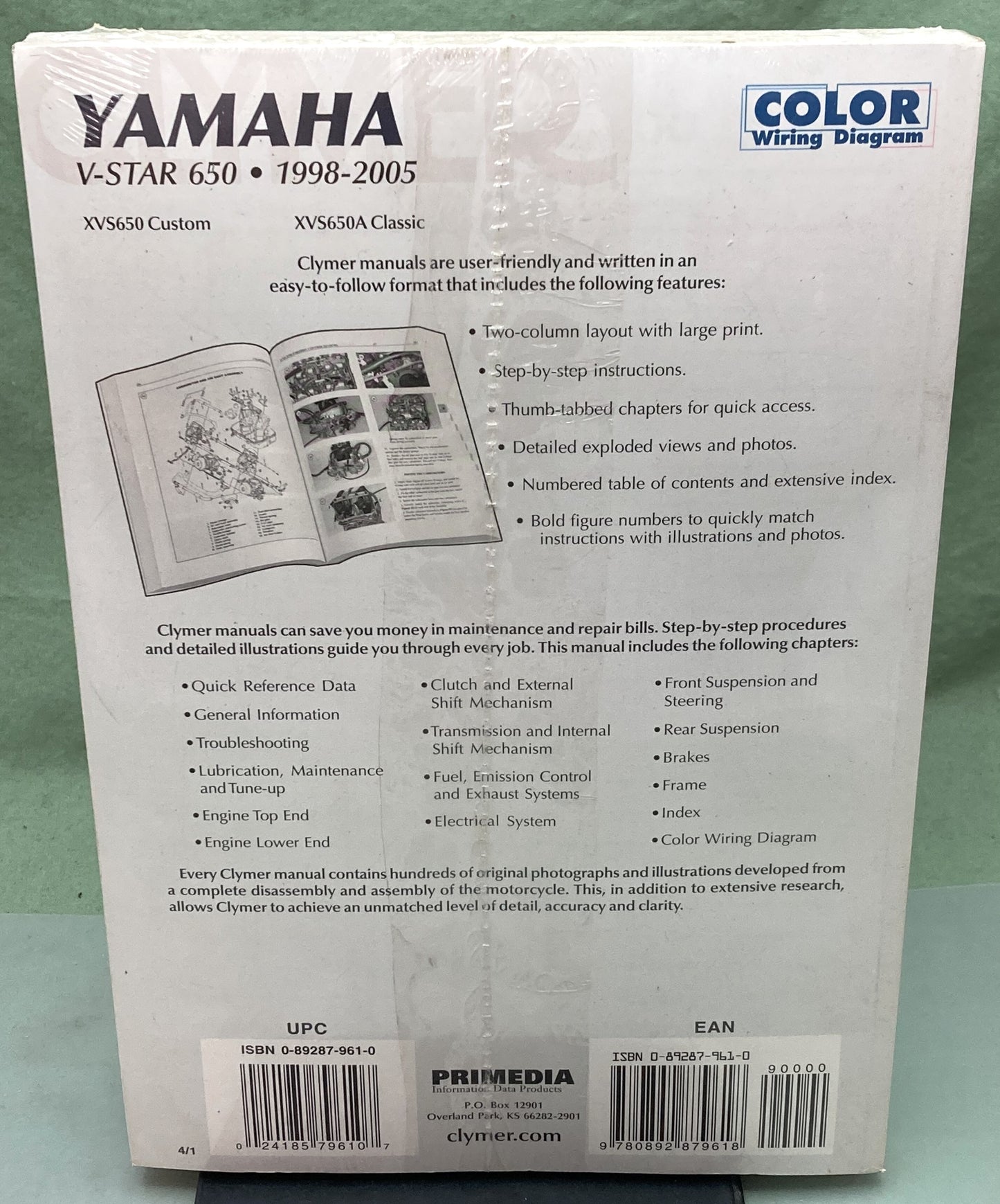 New Genuine Clymer M495-4 Yamaha V-Star 650 Service Manual 1998-2005