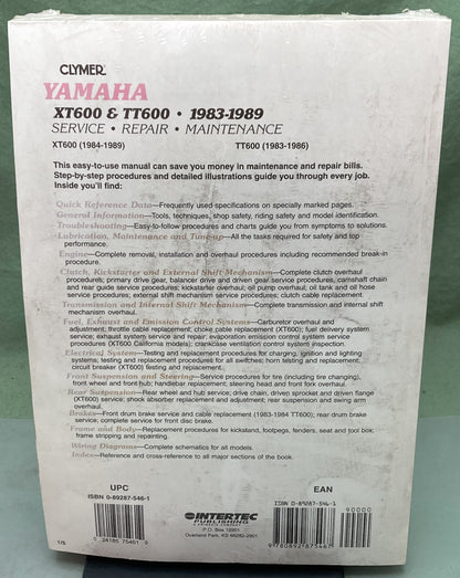 New Genuine Clymer M416 Yamaha XT600, TT600 Service Manual '83-89