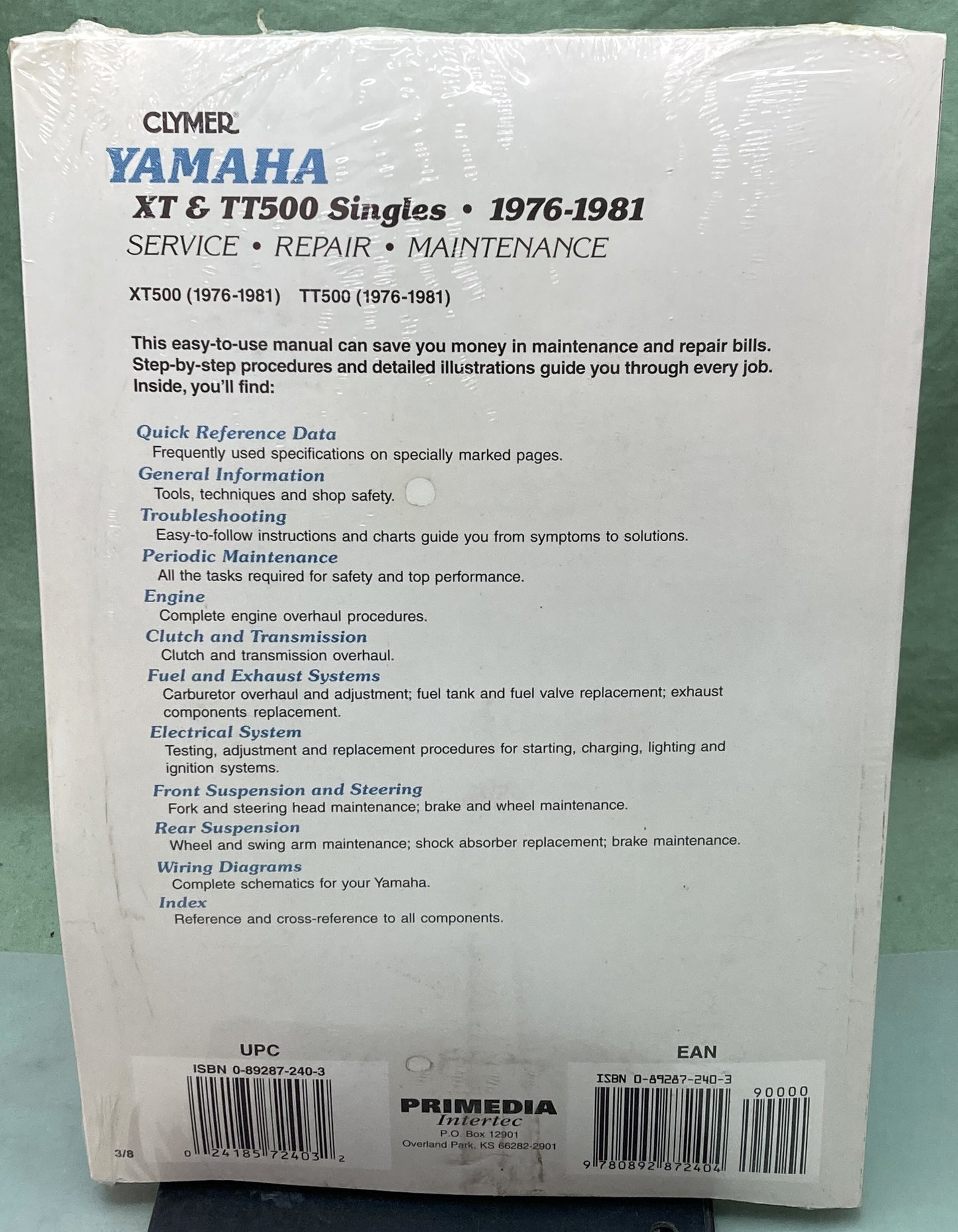 New Genuine Clymer M405 Yamaha XT, TT500 Singles Service Manual '76-81
