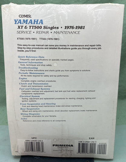 New Genuine Clymer M405 Yamaha XT, TT500 Singles Service Manual '76-81
