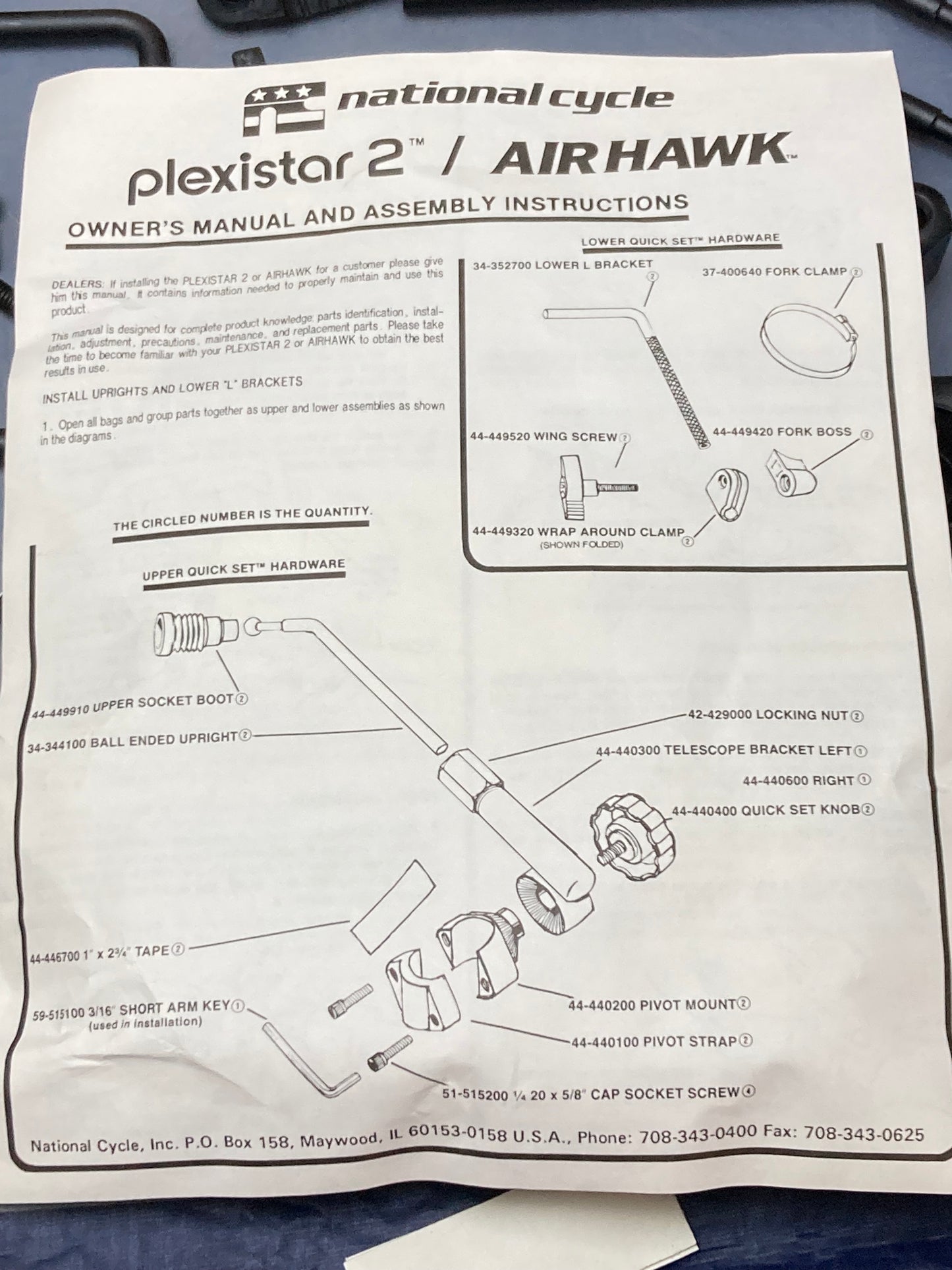 New Genuine National Cycle Kit-00 Plexistar 2 Airhawk Hardware Kit