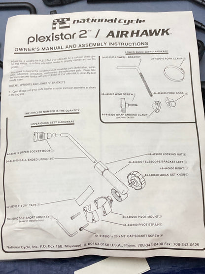 New Genuine National Cycle Kit-00 Plexistar 2 Airhawk Hardware Kit