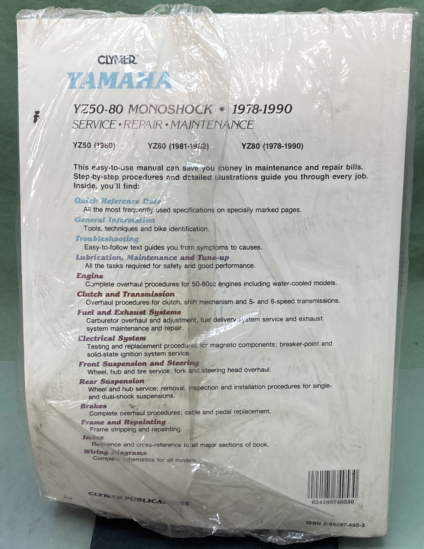 New Genuine Clymer M393 Yamaha YZ50-80 Monoshock Service Manual '78-'90