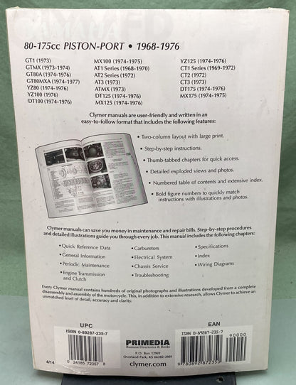 New Genuine Clymer M410 Yamaha 80-175cc Piston-Port Service Manual '68-'76
