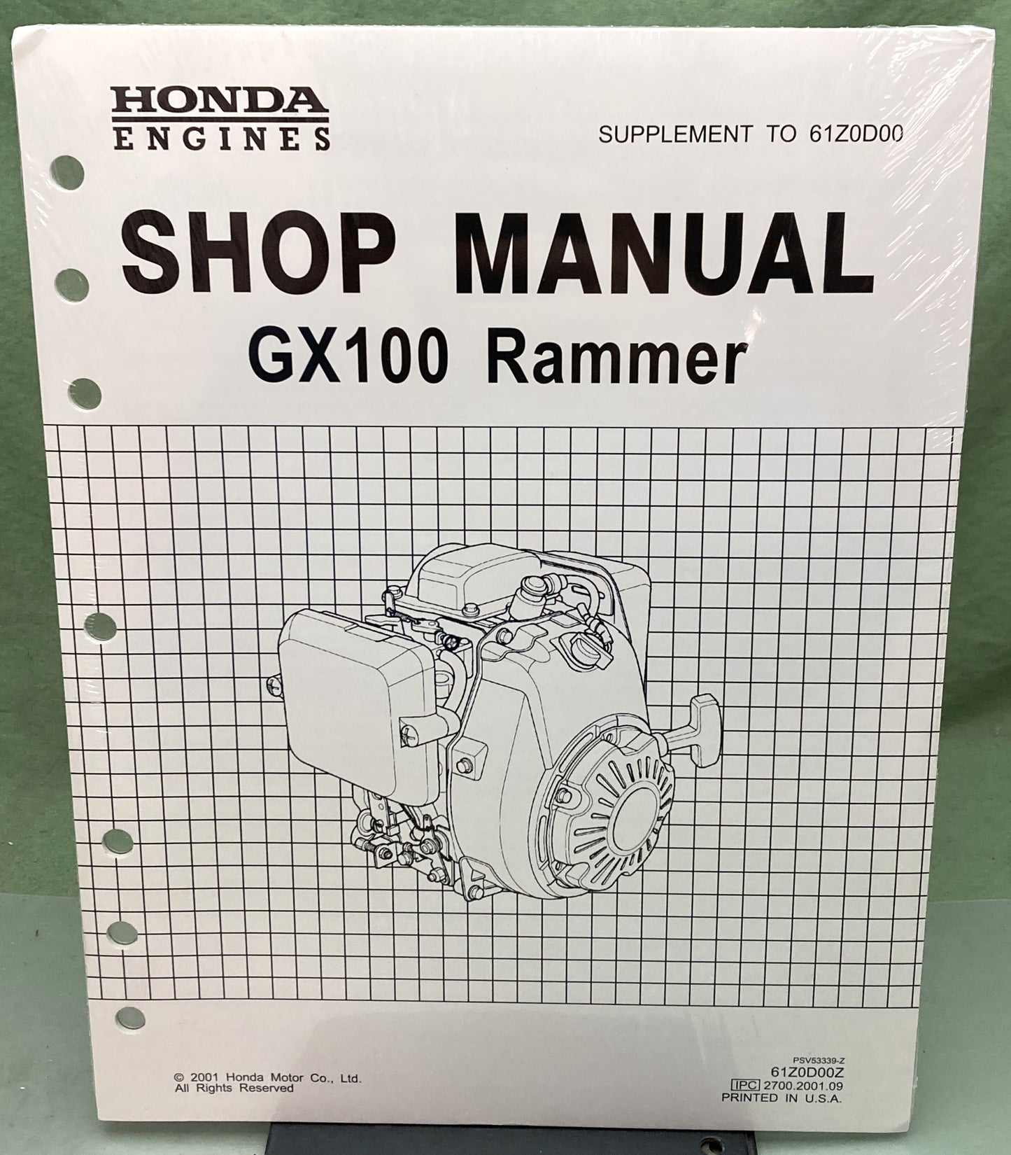New Genuine Honda 61Z0D00Z GX100 Rammer Supp. Service Manual 2001