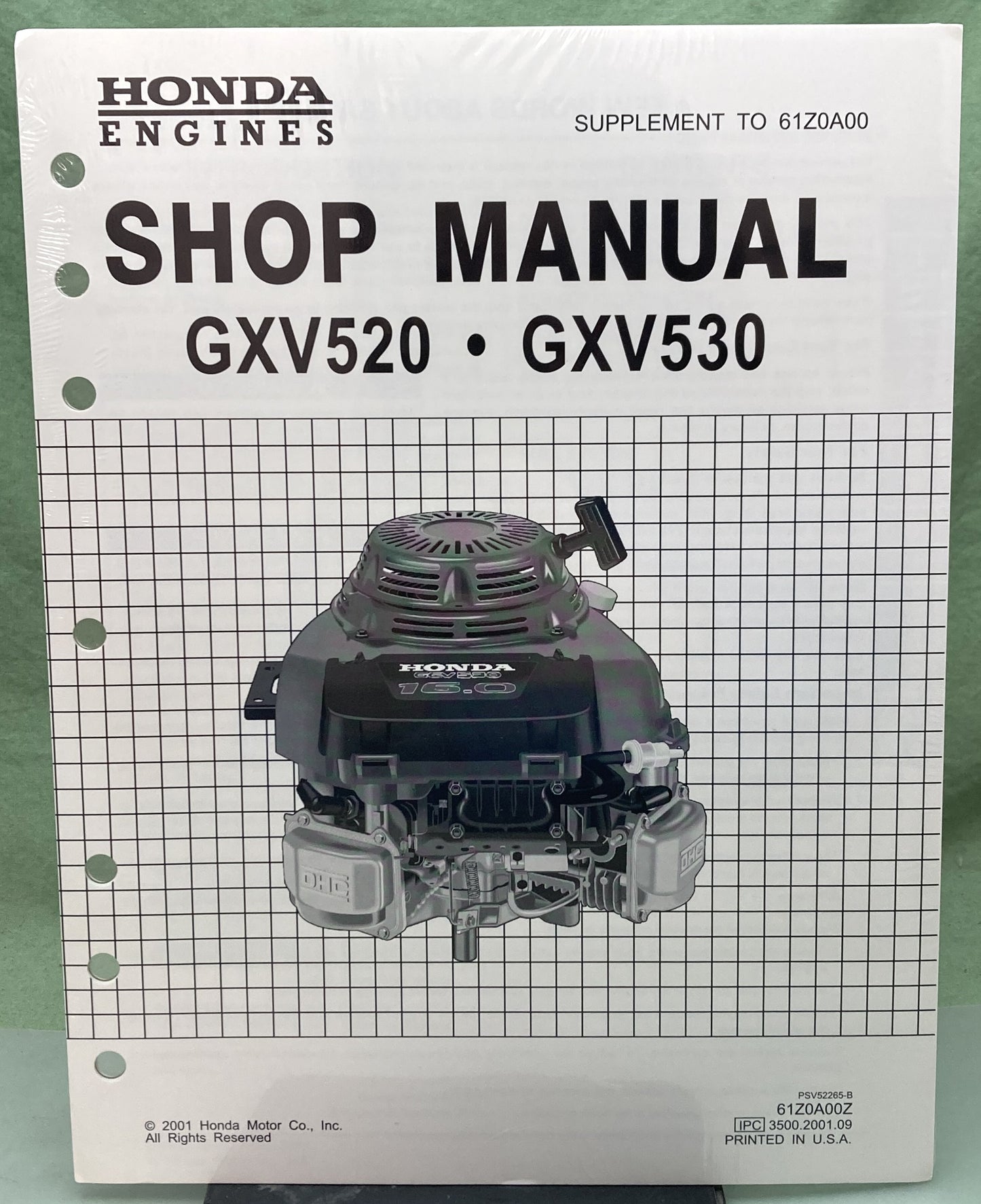 New Genuine Honda 61Z0A00Z GXV520, GXV530 Supp. Service Manual 2001