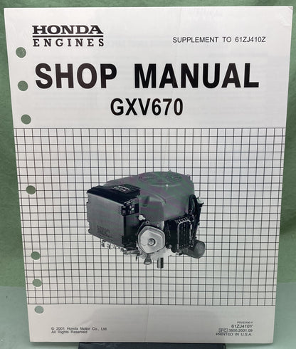 New Genuine Honda 61ZJ410Y GXV670 Supp. Service Manual 2001