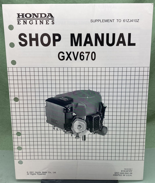 New Genuine Honda 61ZJ410Y GXV670 Supp. Service Manual 2001