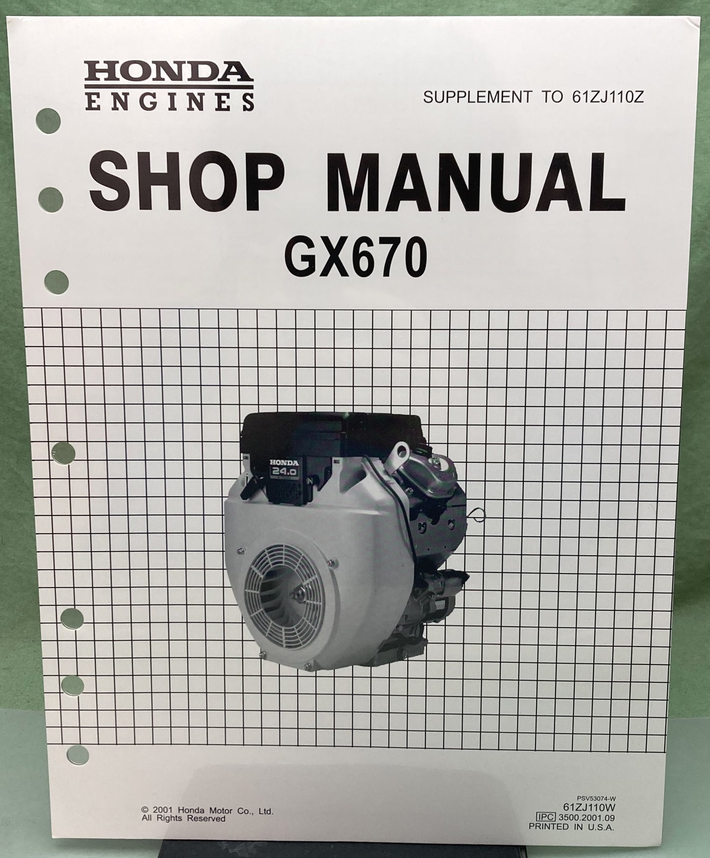 New Genuine Honda 61ZJ110W GX670 Supp. Service Manual 2001