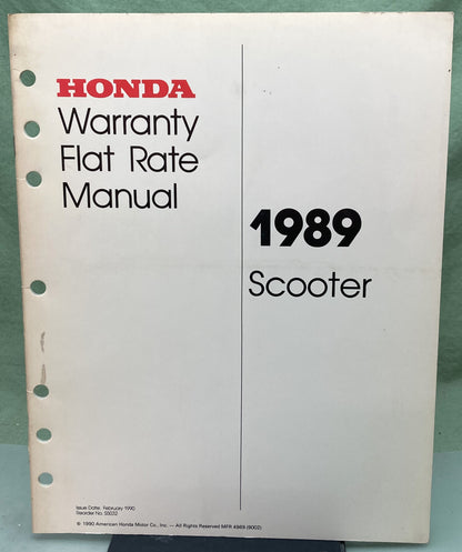 Genuine Honda S5032 Scooter Warranty Flat Rate Manual 1989