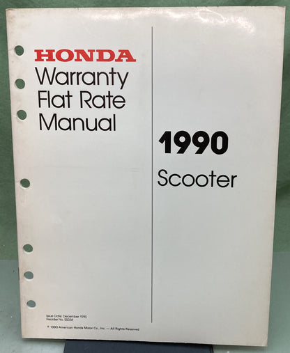 Genuine Honda S5038 Scooter Warranty Flat Rate Manual 1990
