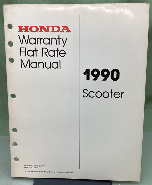 Genuine Honda S5038 Scooter Warranty Flat Rate Manual 1990