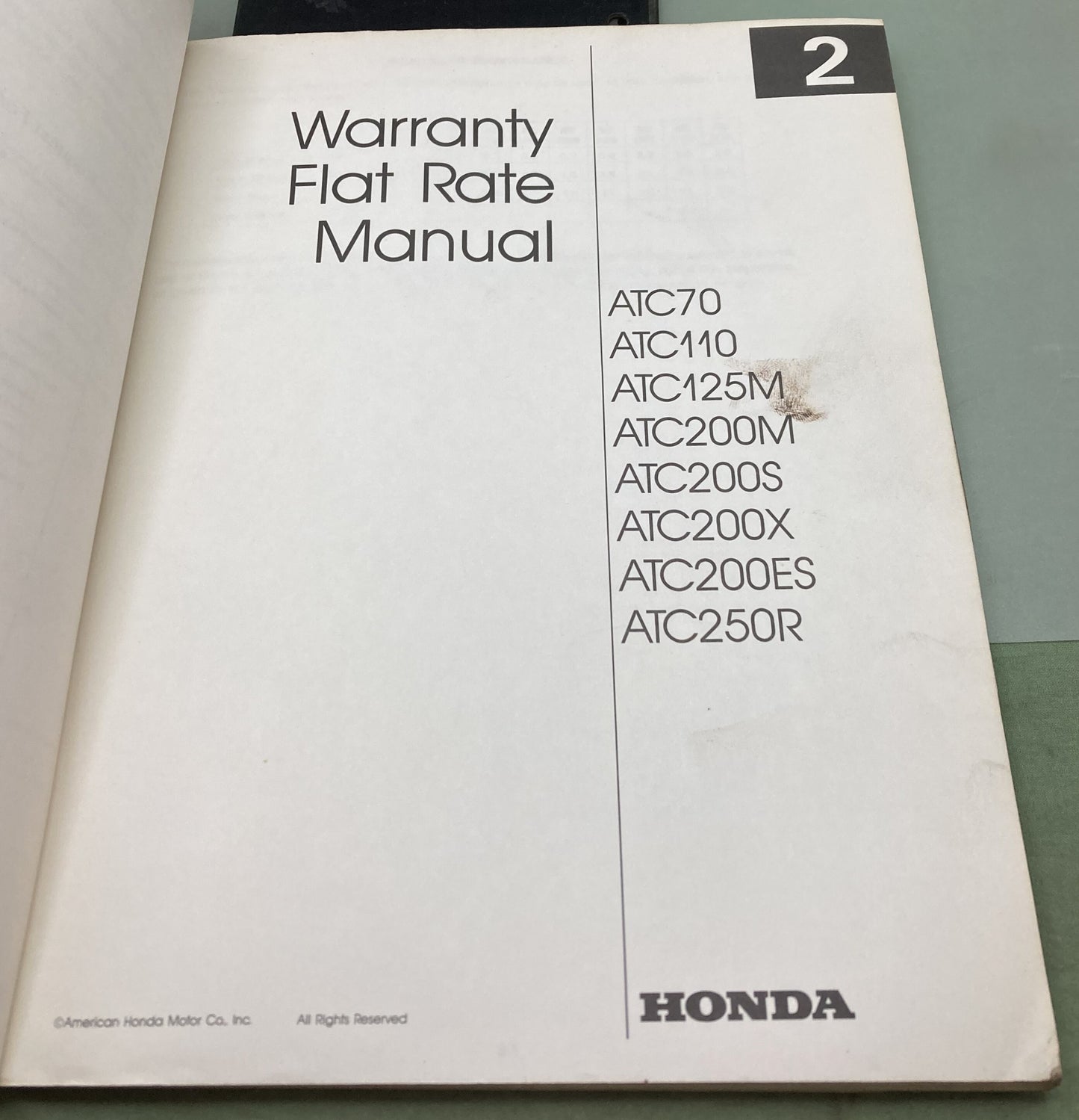 Genuine Honda S0082 ATV Motorcycle Scooter Warranty Flat Rate Manual 1984
