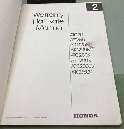 Genuine Honda S0082 ATV Motorcycle Scooter Warranty Flat Rate Manual 1984