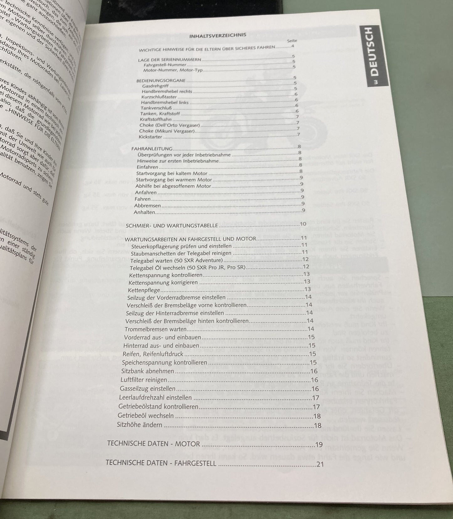 Genuine KTM 320532 50 SXR Adventure Pro Junior Pro Senior Owner's Handbook 1998