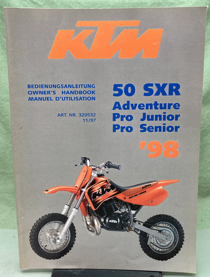 Genuine KTM 320532 50 SXR Adventure Pro Junior Pro Senior Owner's Handbook 1998