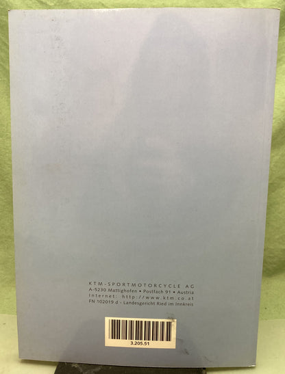 Genuine KTM 320551 125/200/250/300/380, SX/MXC/EXC/EGS Owner's Handbook 1999