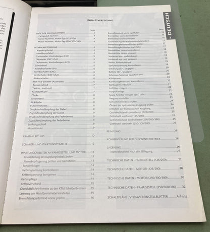Genuine KTM 320551 125/200/250/300/380, SX/MXC/EXC/EGS Owner's Handbook 1999