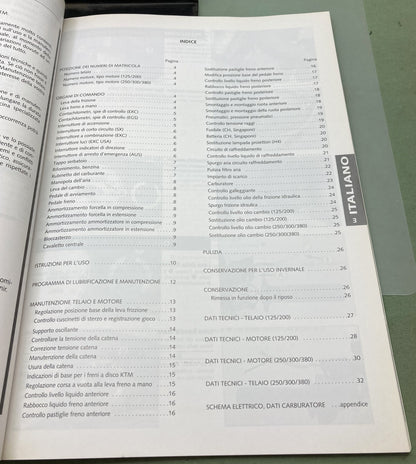 Genuine KTM 320551 125/200/250/300/380, SX/MXC/EXC/EGS Owner's Handbook 1999