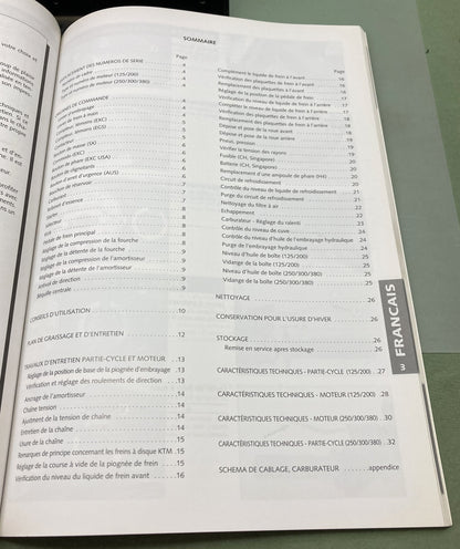 Genuine KTM 320551 125/200/250/300/380, SX/MXC/EXC/EGS Owner's Handbook 1999