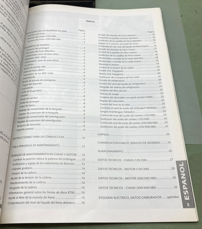 Genuine KTM 320551 125/200/250/300/380, SX/MXC/EXC/EGS Owner's Handbook 1999